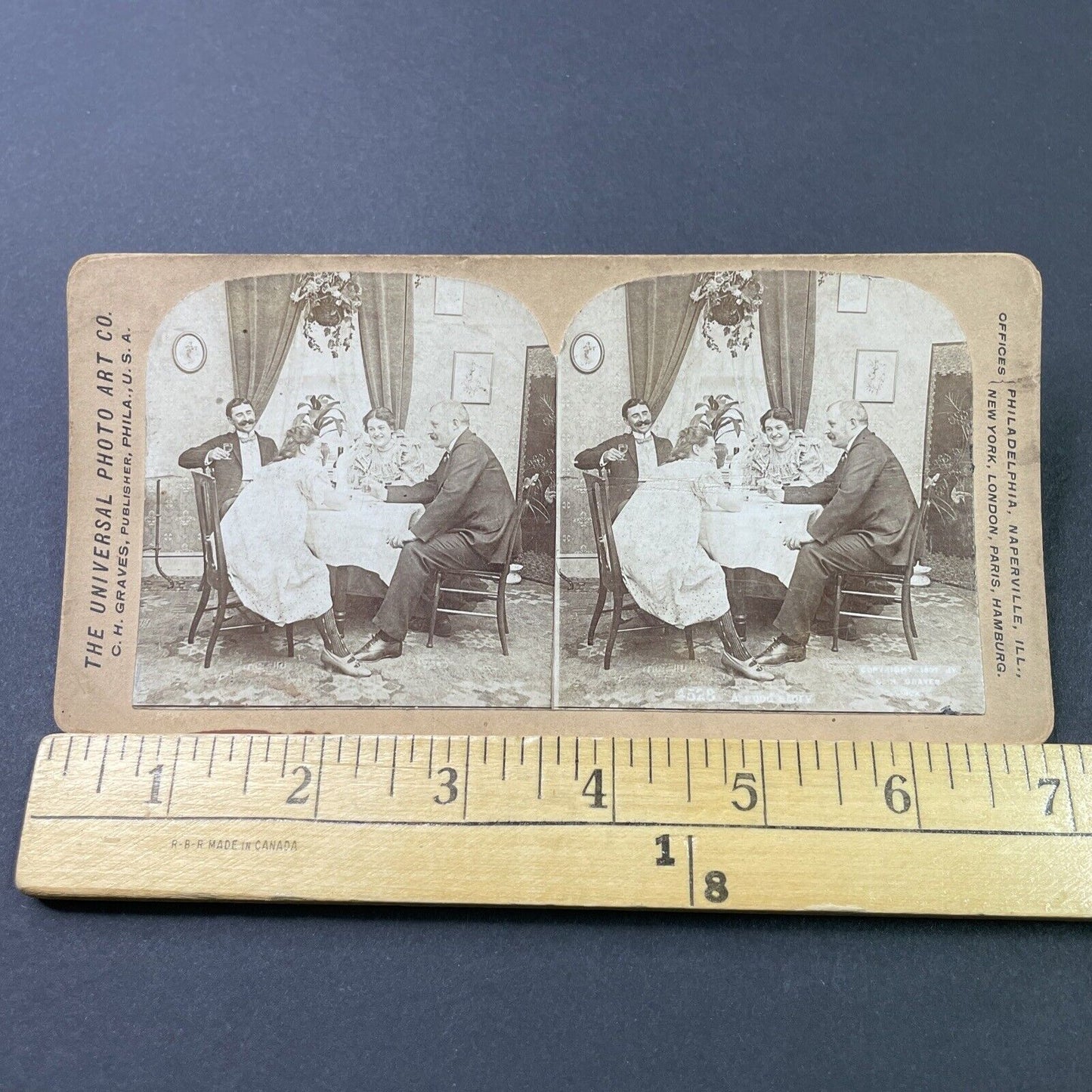 Antique 1897 Woman Tells A Funny Story Stereoview Photo Card P2934