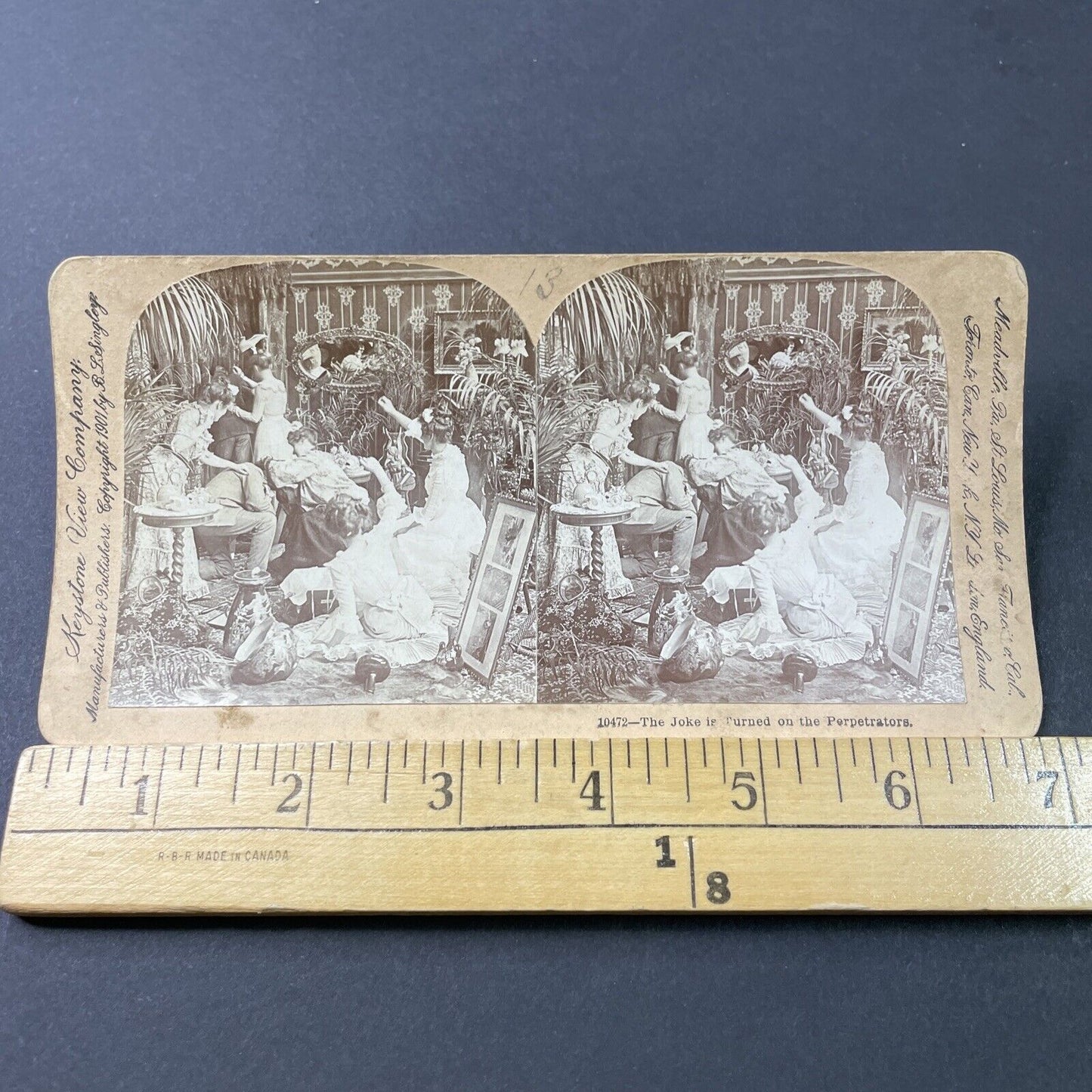 Antique 1901 Women Attack Men In A Brothel Stereoview Photo Card P2853