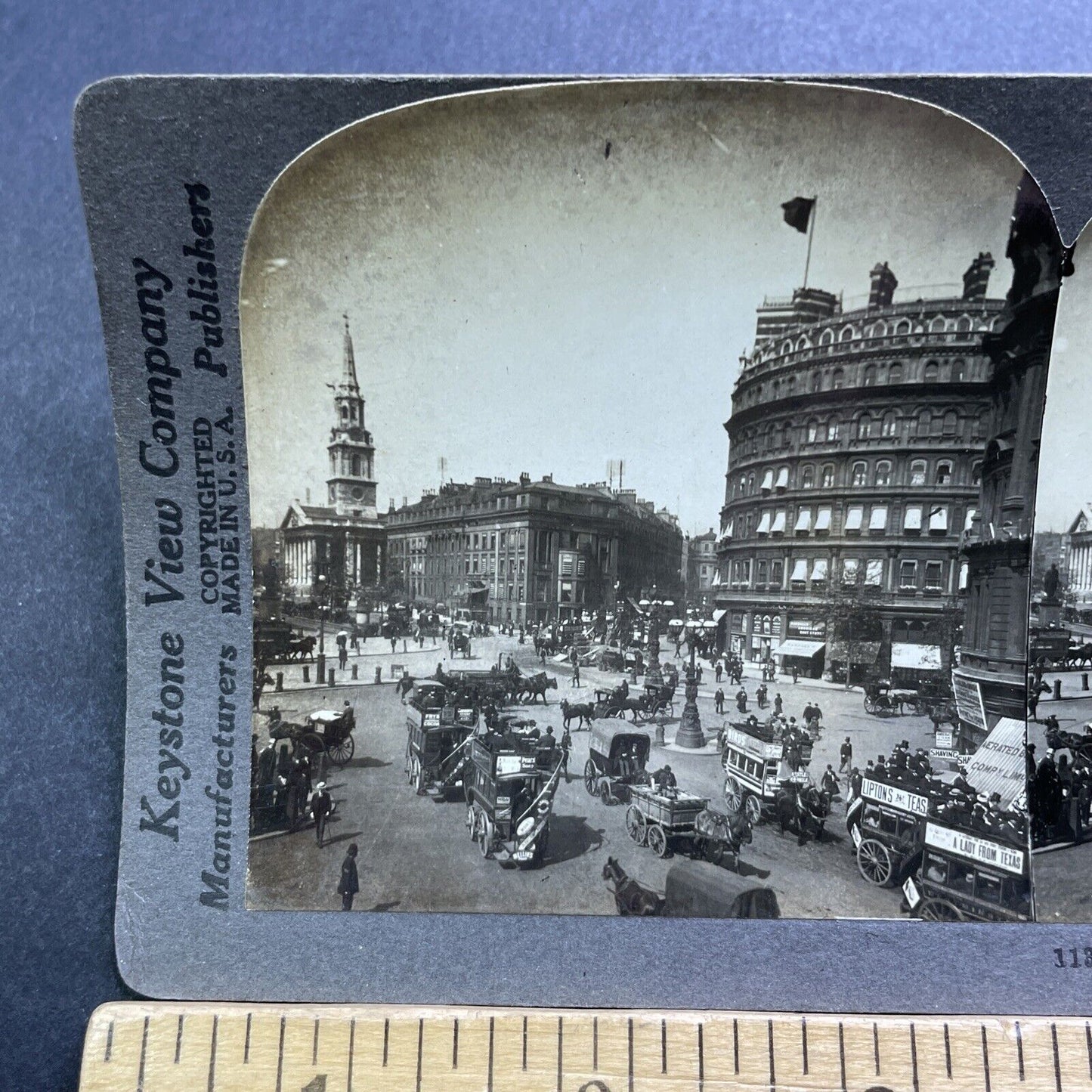 Antique 1909 Lipton Tea Ad On Buggy London England Stereoview Photo Card V2883