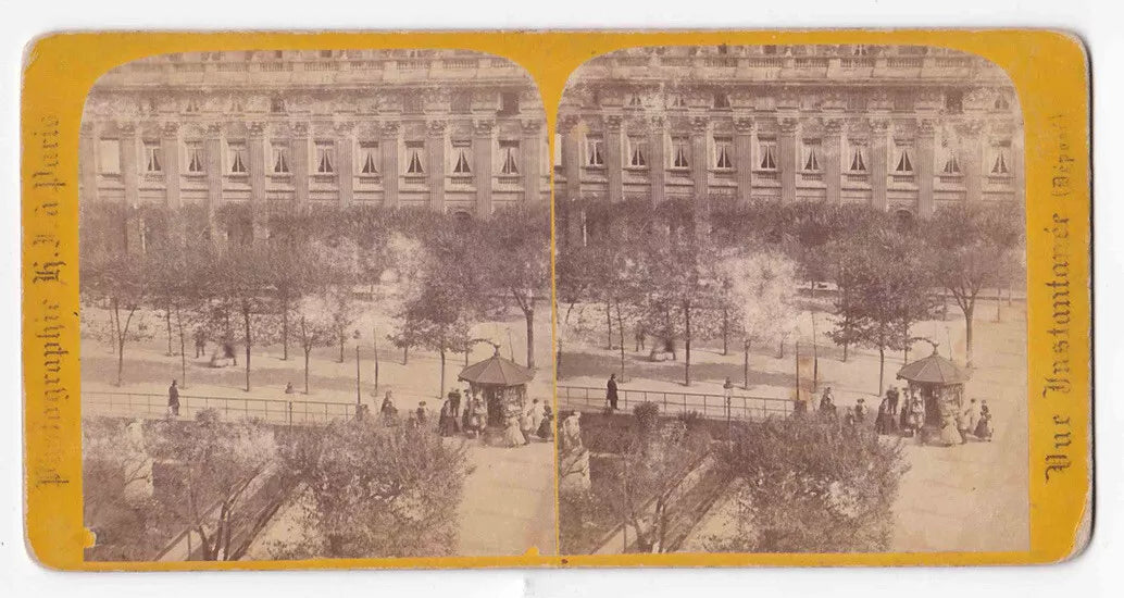 Antique 1880s Garden & Pathway Palais Royale, Paris, France Stereo Card P275